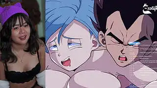 Горячая реакция на хентай из Dragonball. Милая азиатская стриминговая стриминговая платформа. ExotiqFox. Соло. Девушка-фанатка «Арсенала». Мастурбация. Хентай-реакция. Смешной Вегета. Бульма.